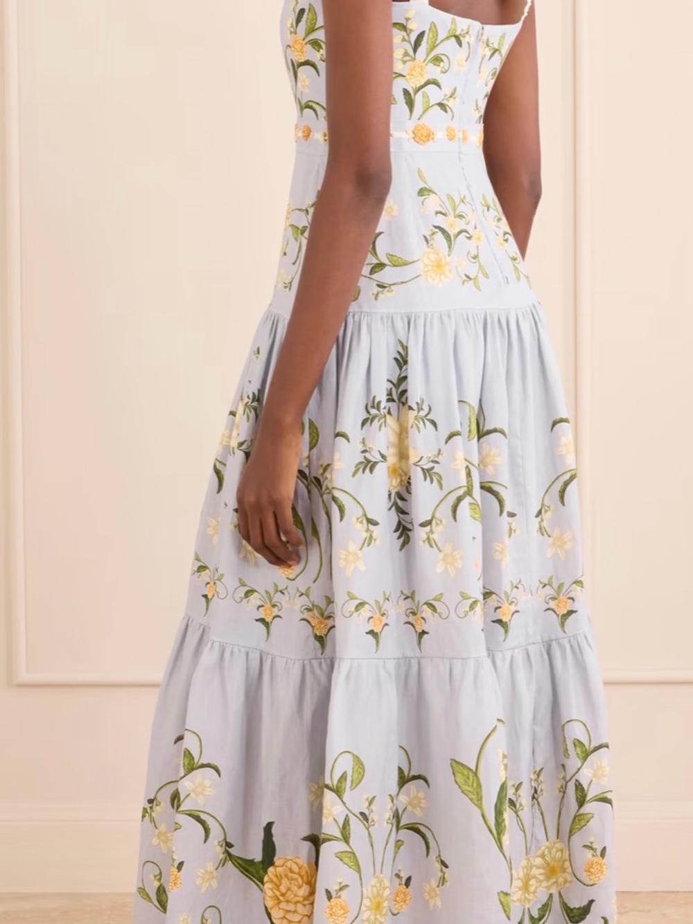 Light Blue Floral Embroidered Maxi Dress - Picture 10 of 16